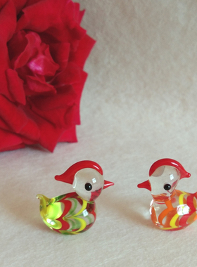 手工卡通小摆件小鸳鸯玻璃工艺品