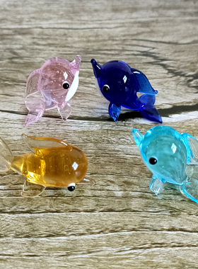 清仓处理创意手工迷你卡通海豚玻璃小摆件家居饰品海洋生物纪念品