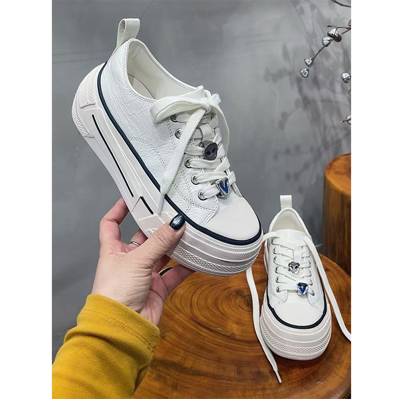 【欧货】真皮小白鞋女2026春季新款增高厚底翘臀时尚运动休闲板鞋,女鞋,休闲板鞋,淘宝优惠券,粉丝福利购,淘宝优惠卷