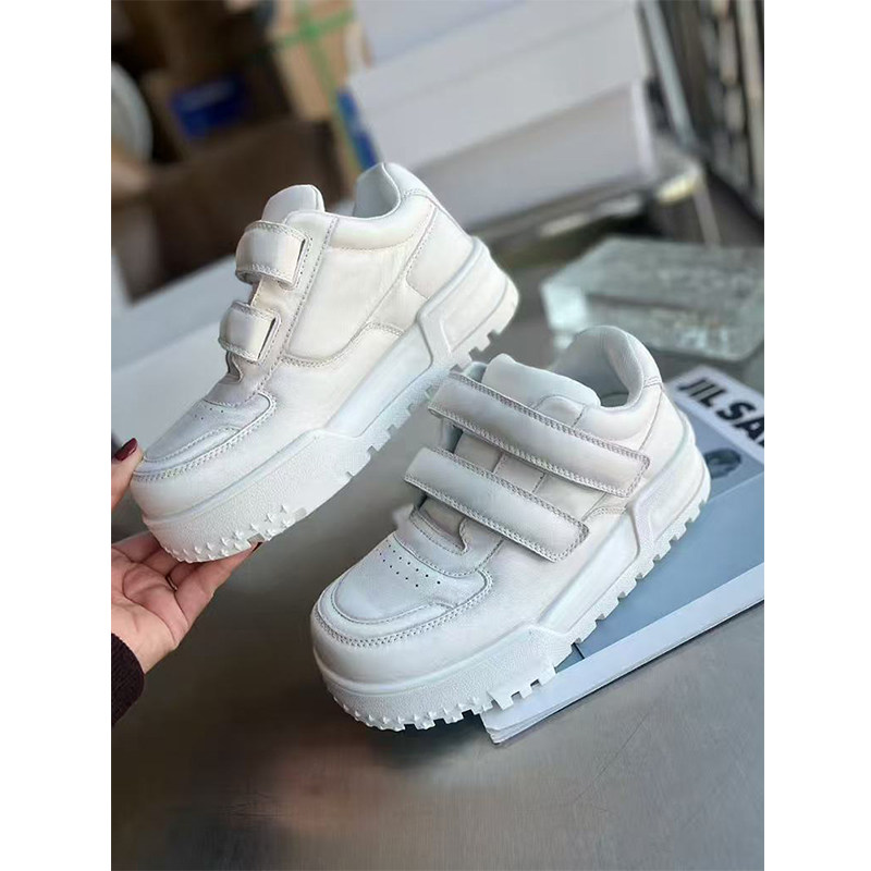 【欧货】真皮小白鞋女2026春季新款增高厚底魔术贴时尚运动休闲鞋