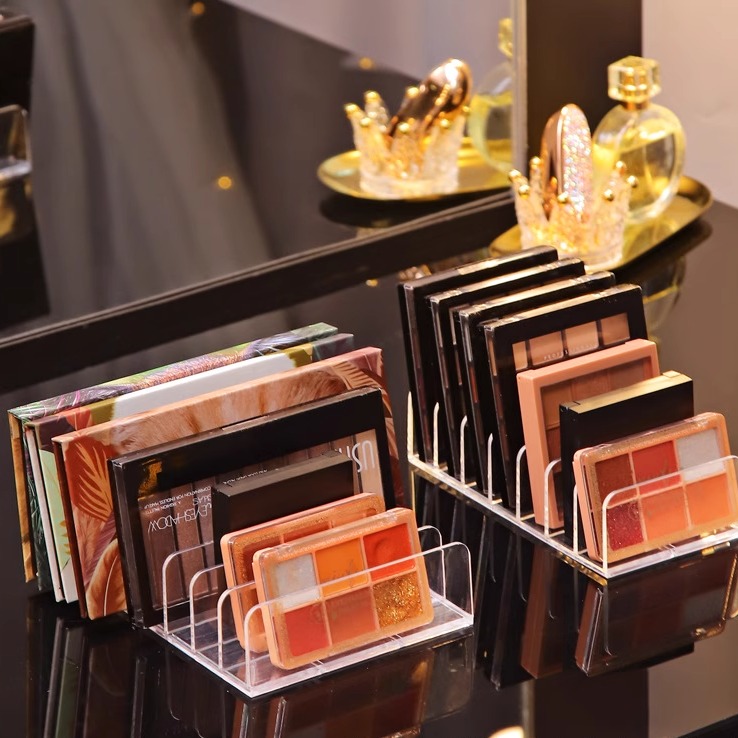 眼影盘收纳盒子粉饼分隔格亚克力透明桌面彩妆腮红化妆品置物架子