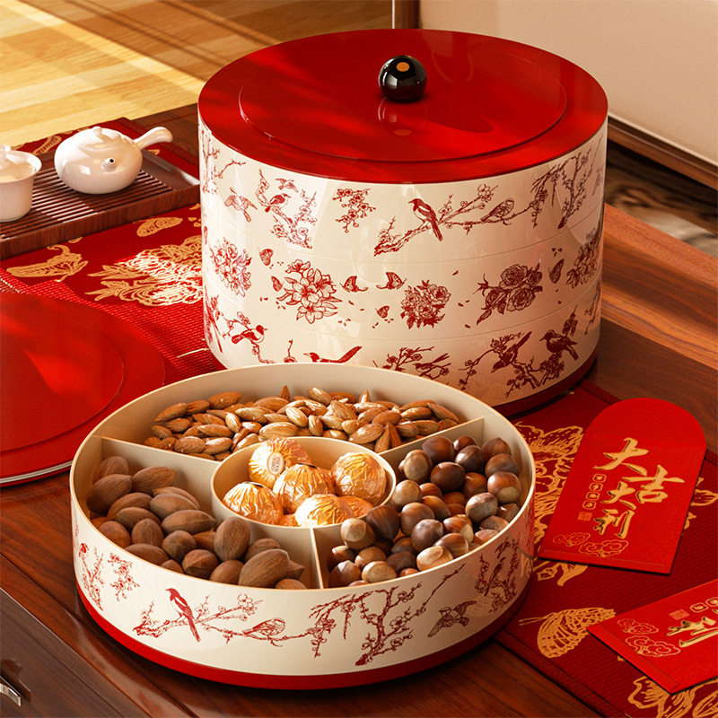旋转多层果盘高级感新年家用客厅茶几水果盘零食坚果干果盘糖果盒