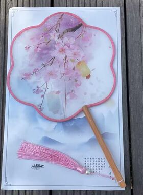 团扇刺绣半透古装宫扇古风刺绣扇子女扇汉服旗袍团扇流苏儿童舞蹈