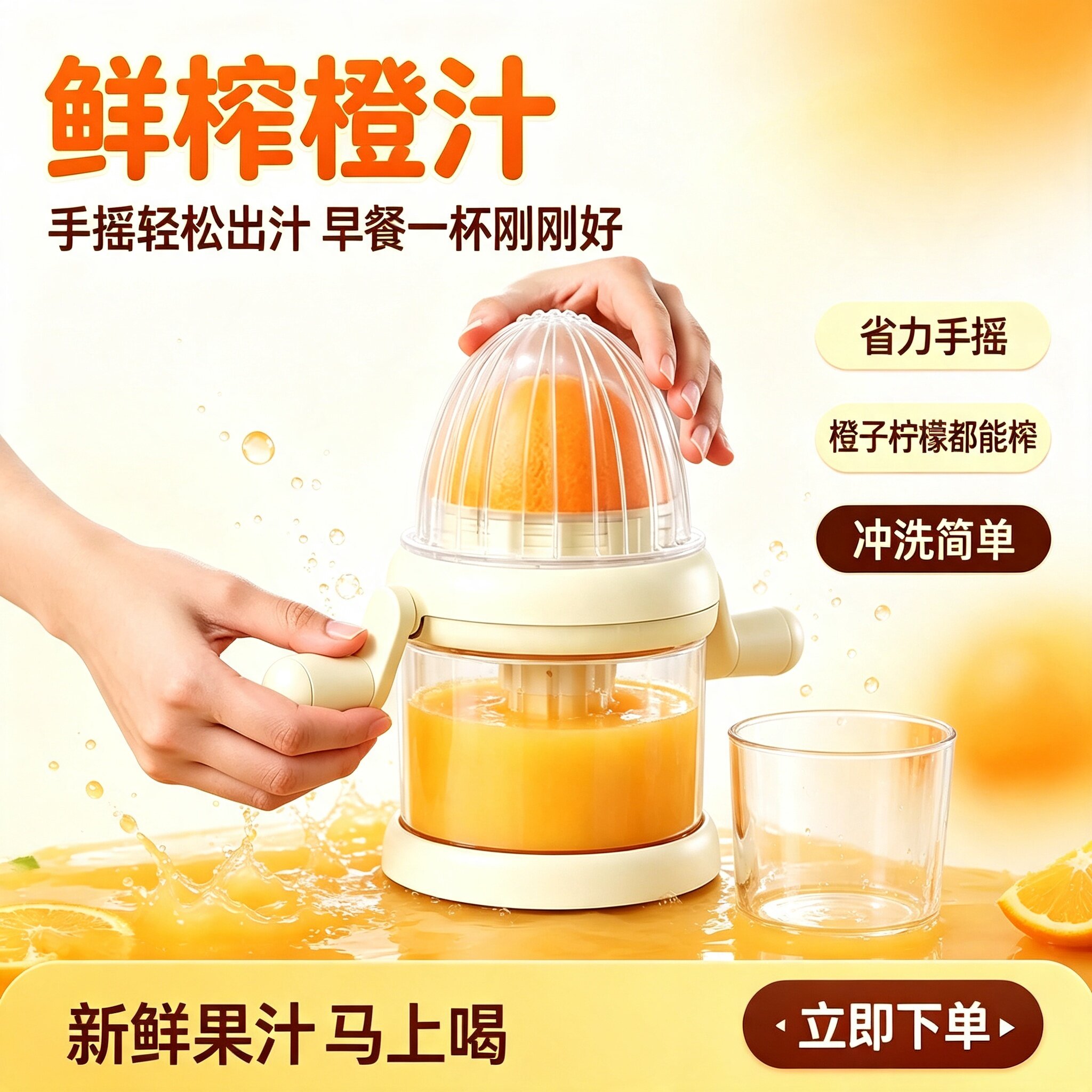 手动榨汁机榨汁器家用橙汁柠檬压榨器挤压器鲜榨汁神器果汁水果