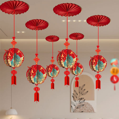 2026新年装饰小挂件马年春节挂饰开门红灯笼吊饰过年气氛吊顶装扮