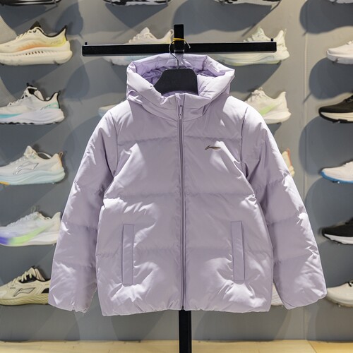 李宁保暖连帽短款儿童羽绒服