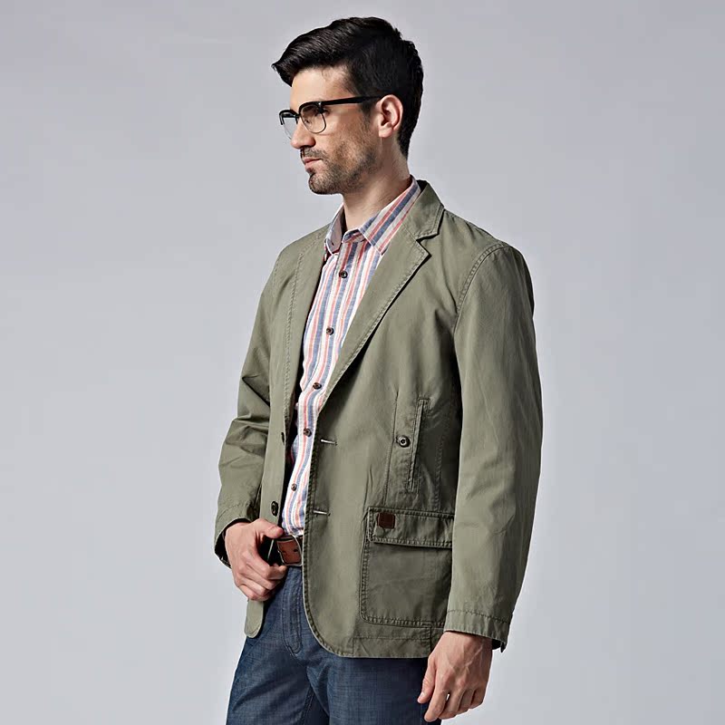 薄款纯棉水洗休闲西服秋季