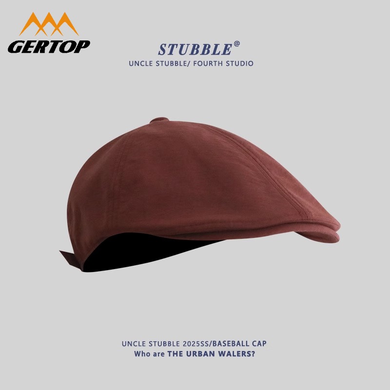 夏季薄款前进帽男女日系纯色百搭鸭舌帽英伦风画家帽显脸小报童帽