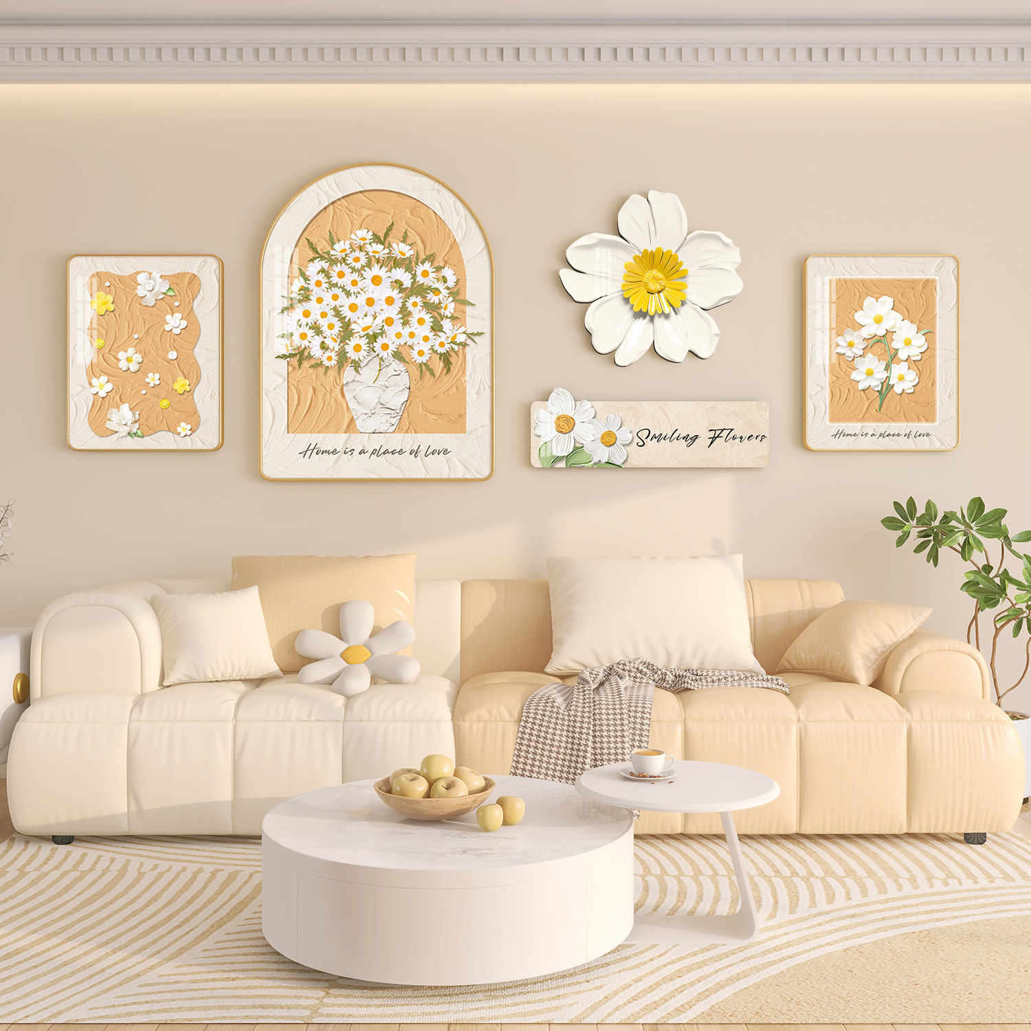 Instant Luxury: Cream Style Wall Art for Stunning Living Rooms - Product image 3