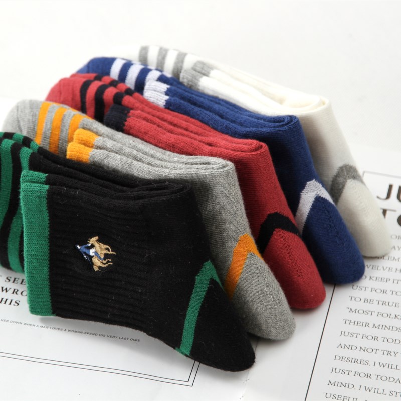 Socks men's sports tube socks pure color cotton socks stripe all cotton socks deodorant sweat absorbing men's basketball socks