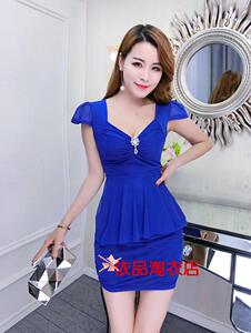 2023春夏夜场性感女装包臀遮肚连衣裙修身显瘦桑拿技师小姐工作服