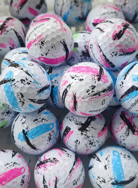 2024新款特来美高尔夫球彩球粉色蓝色SPEEDSOFT墨水色两层球