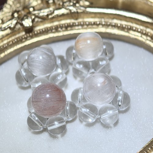 【上新】天然超仙兔毛散珠透体拉丝白兔毛粉橘兔毛水晶单珠8~15mm