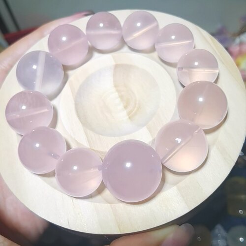 紫粉色透体粉水晶单珠玫瑰粉水晶散珠大六芒星莫粉水晶 15mm~18mm