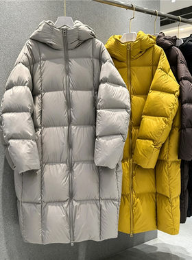 中长款95白鸭绒连帽加厚羽绒服外套女云朵泡芙宽松新国标保暖格子