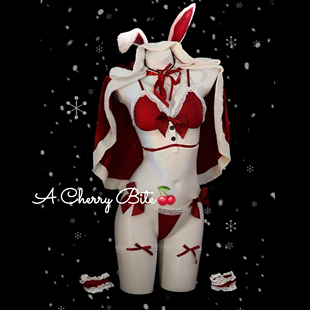 性感纯欲圣诞兔女郎女仆蝴蝶结蕾丝比基尼内衣cos 邻家小女佣