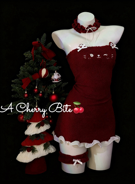 【绒耳契约】大码圣诞性感纯欲小熊荷叶边软萌抹胸裙睡裙夜店gogo