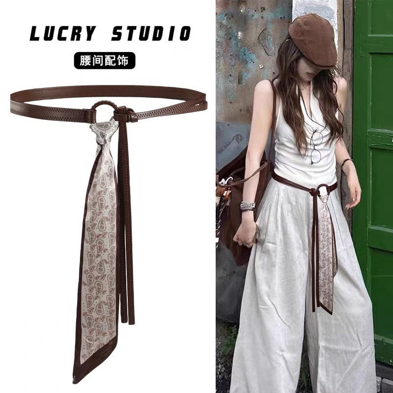 欧美机能腰果花腰带男ins工装裤帆布皮带年轻人休闲裤配饰飘带潮