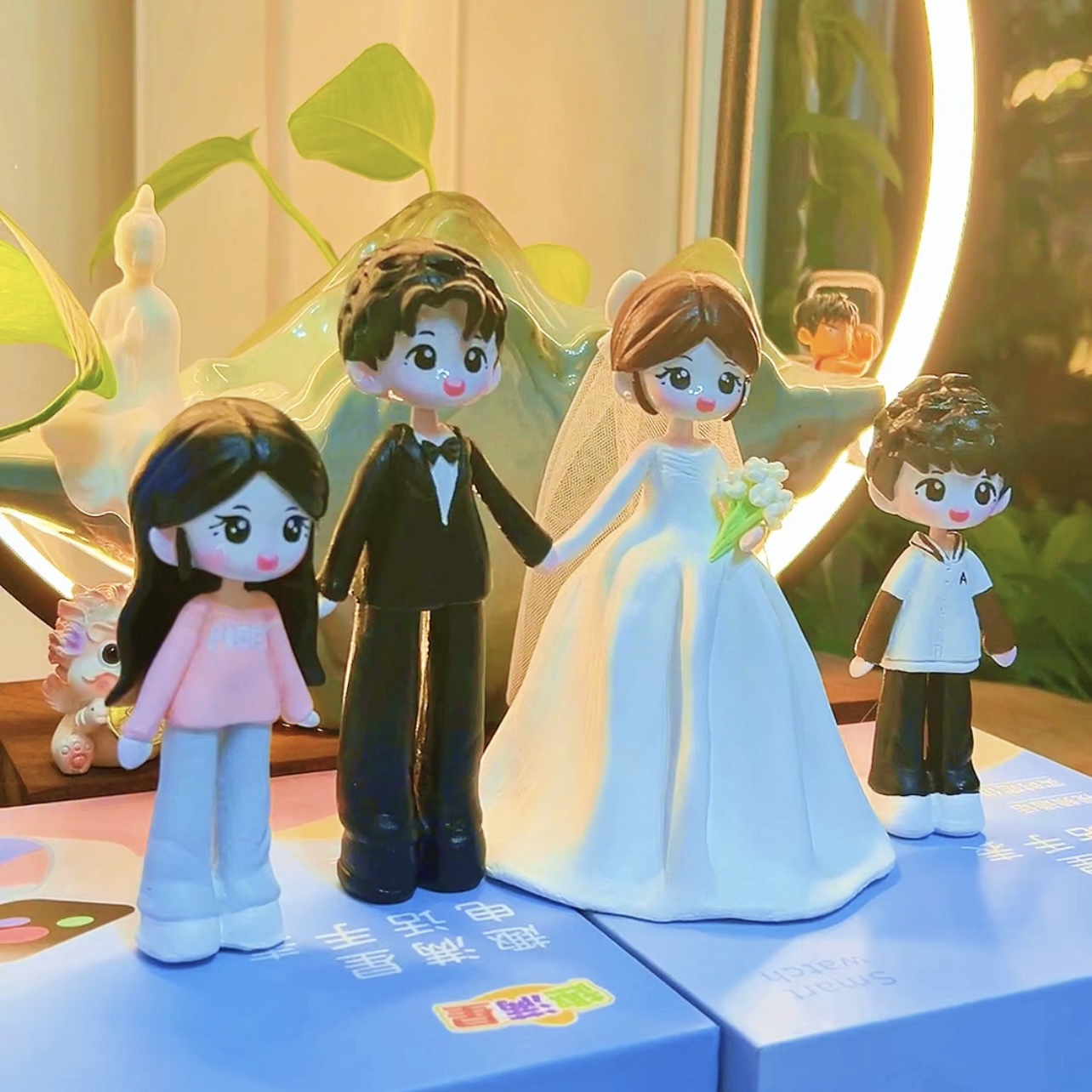 结婚礼物粘土人偶婚纱照片定制