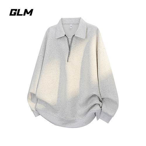 GLM潮牌半拉链polo领卫衣男女宽松百搭休闲上衣