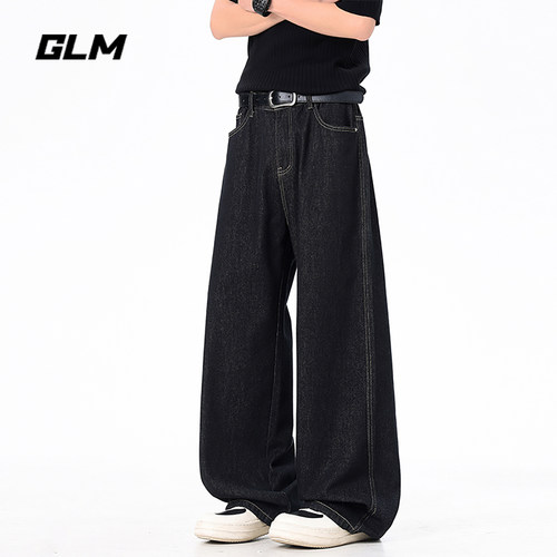 GLM美式复古水洗牛仔裤男2026秋季新款潮牌阔腿直筒高街百搭长裤