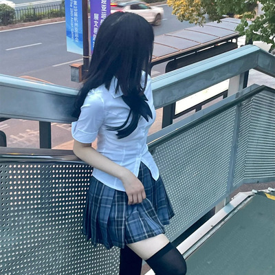 jk短袖衬衫制服工作服女夏季新款学院风纯欲辣妹修身收腰白色衬衣