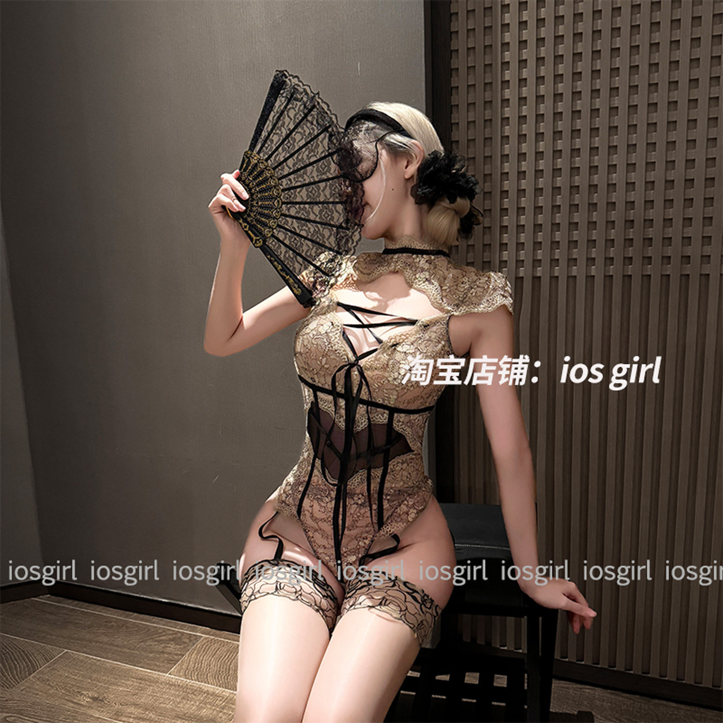 iosgirl唇印【荆棘蔷薇】纯欲蕾丝拼辣妹直角肩连体衣法式制服