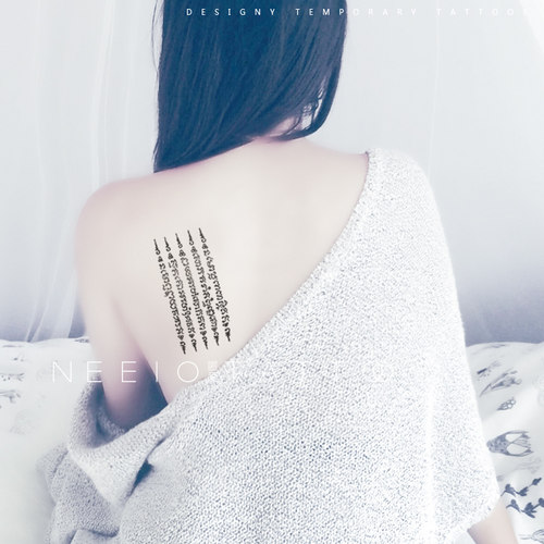 neeio纹身贴 神秘五条经 个性泰国刺符梵文字黑色后背花臂防水女