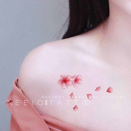 neeio纹身贴 花瓣落雨 古风桃花INS仙女樱花锁骨脚踝脸眼角防水女