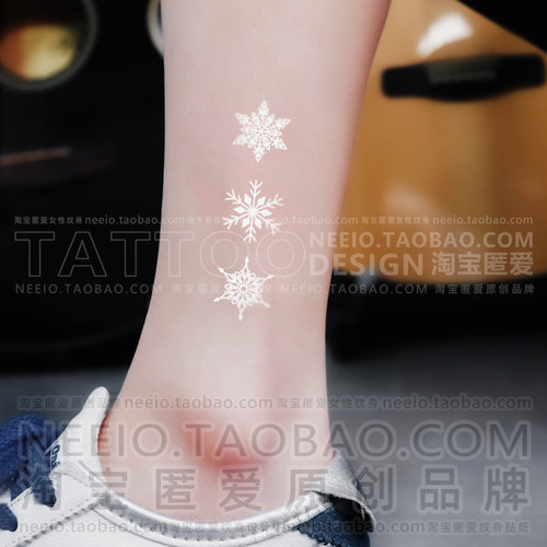neeio纹身贴 白色雪花 INS风仙小图案清新耳后手部胸前防水女贴纸