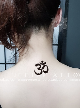 neeio纹身贴OM符号 简约黑色文字脖颈后脚踝防水男女