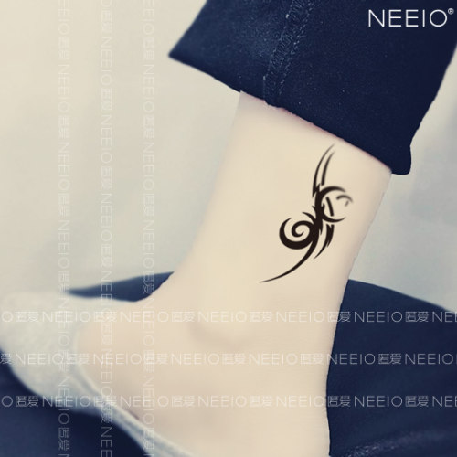 neeio原创纹身贴 情侣个性抽象图腾 黑色脚踝锁骨 贴纸防水女