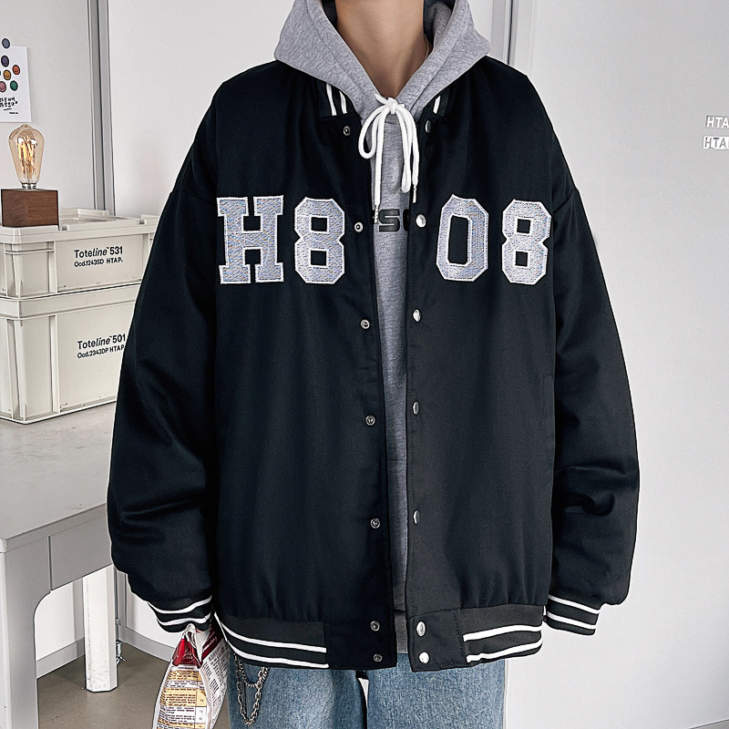 Trendy cotton padded men's baseball collar jacket