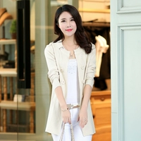 Áo len mùa xuân 2019 mới của phụ nữ đan len trong đoạn văn dài áo choàng len màu rắn hoang dã - Cardigan cardigan len