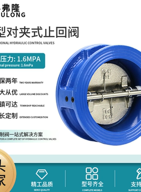 DH77X-16铸铁对夹式止回阀双瓣碟型形单向逆止阀DN50 65 80 100