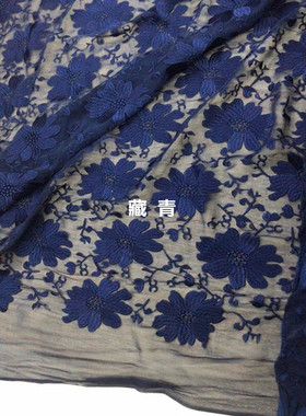 富康毛料 重磅昂贵蕾丝刺绣真丝乔其纱布料 走秀款小花朵服装面料