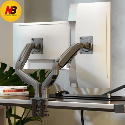 NB F160 电脑双屏显示器支架上下升降伸缩调节挂架双屏桌面旋转架