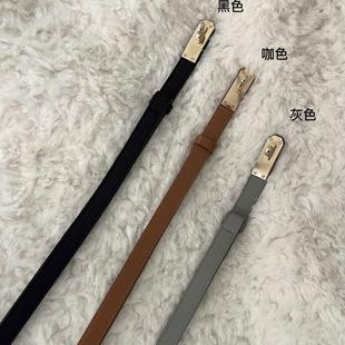 百搭真皮黑色牛仔裤 饰配连衣裙子时尚 皮带女 装 卢媛儿细腰带女夏季