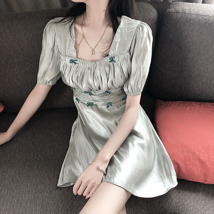 Real price peach Alice super fairy sweet dress high waist show thin summer