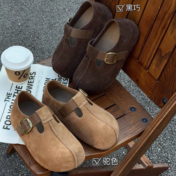 复古勃肯鞋女2025秋季新款一脚蹬内增高单鞋厚底大头丑萌博肯女鞋