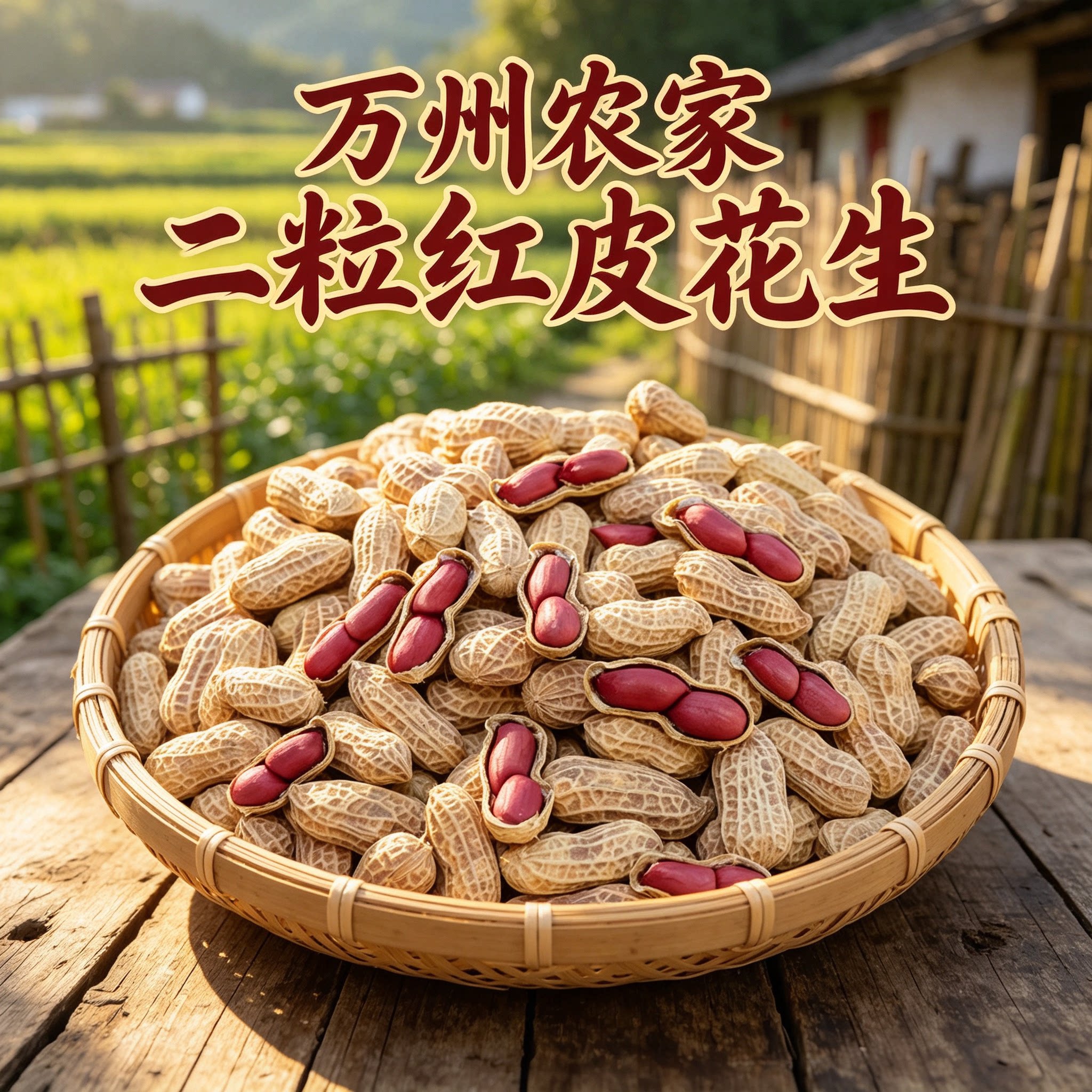 重庆高山农家自种老品种红皮花生自然晒干农家优质农红皮花生米
