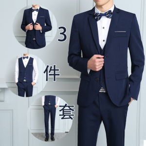 西服套装男修身商务小西装装男士大码西装新郎伴郎结婚礼服三件套图片
