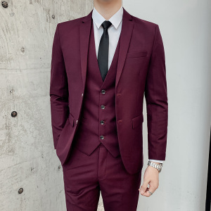 西装套装男新款男士纯色西服套装商务正装新郎伴郎西服西裤两件套图片