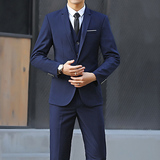 男士西服套装商务正装酒店工作服新郎伴郎结婚礼服西服西裤两件套，男装西服套装，星座1607
