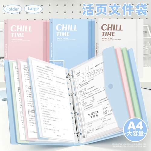 四季年华A4活页文件夹带透明插页