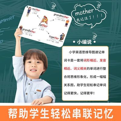 小学英语单词速记卡思维导图高频词闪卡一二三四五六年级必背卡片