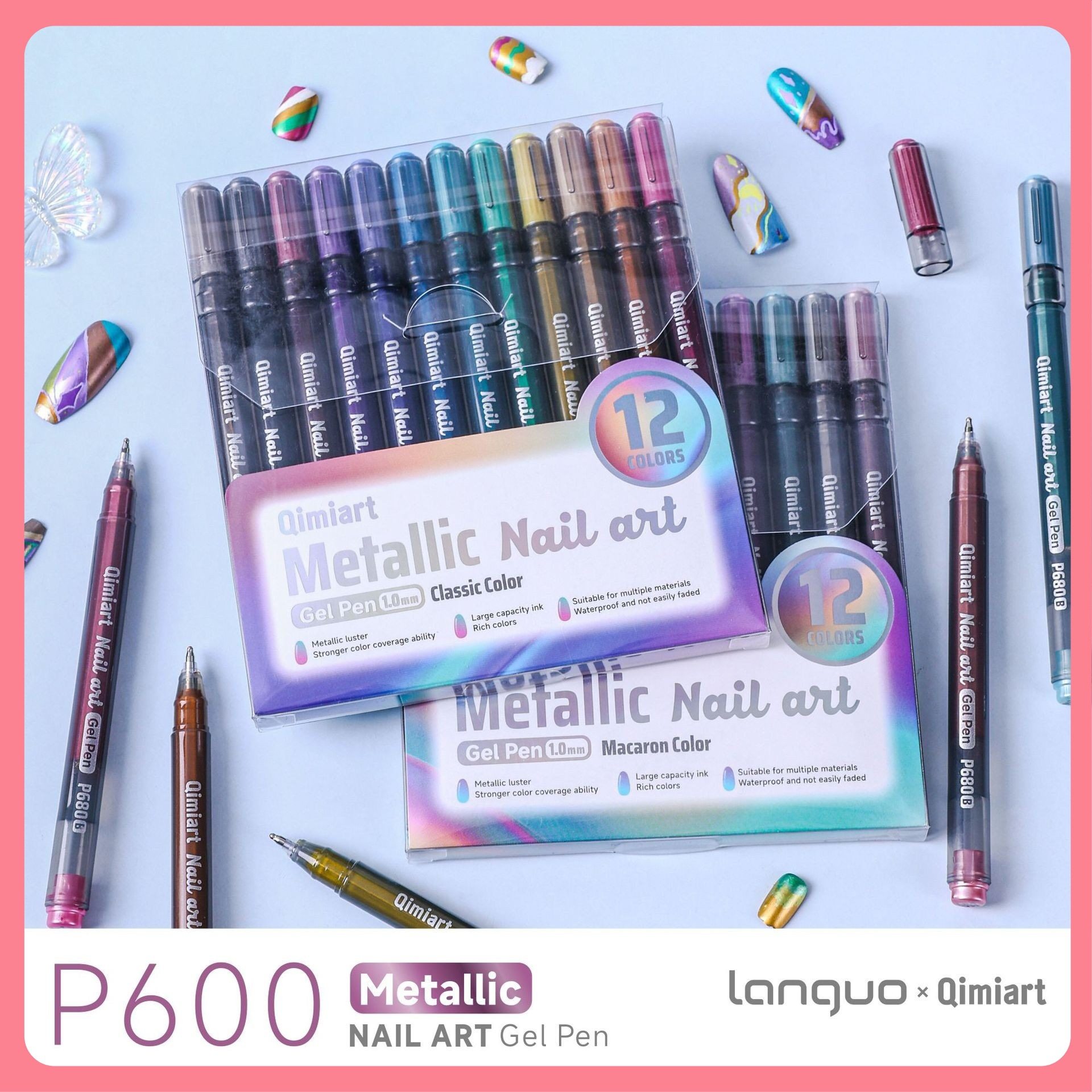 蓝果加工定制美甲笔金属色指甲艺术笔快速干燥DIY美甲手帐笔跨境,彩妆/香水/美妆工具,美甲笔/美甲刷/美甲笔刷套装,淘宝优惠券,粉丝福利购,淘宝优惠卷