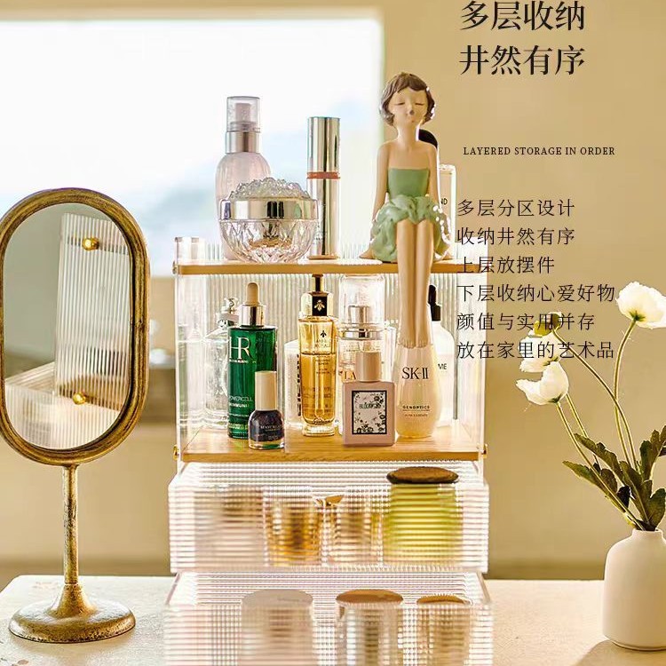 2025新款创意亚克力化妆品收纳盒桌面梳妆台多层抽屉式面膜护肤品