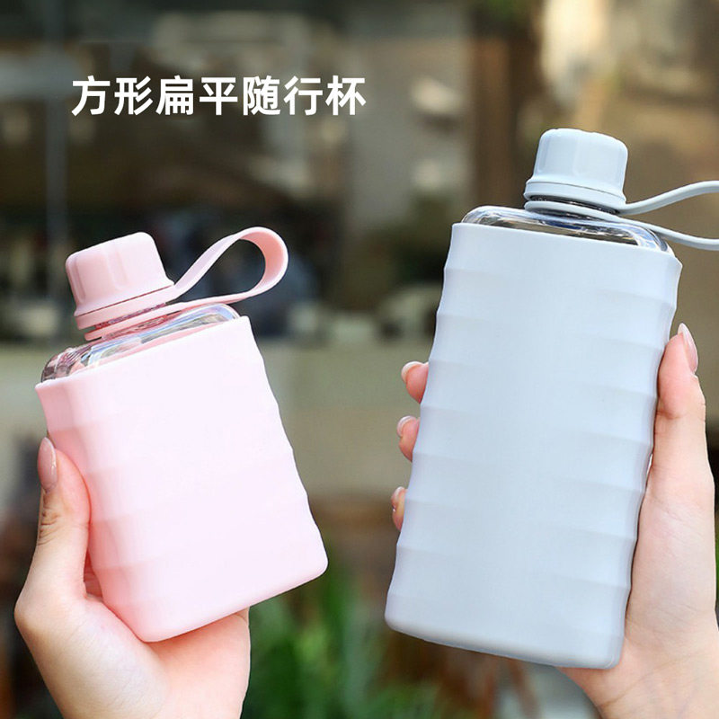 扁平水壶方形塑料水杯口袋便携小水瓶户外迷你杯子tritan扁形水樽