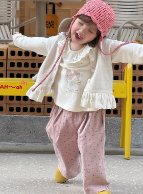 AH女童套装2025新款洋气女小童马甲73787内搭73791圆点裤子73856